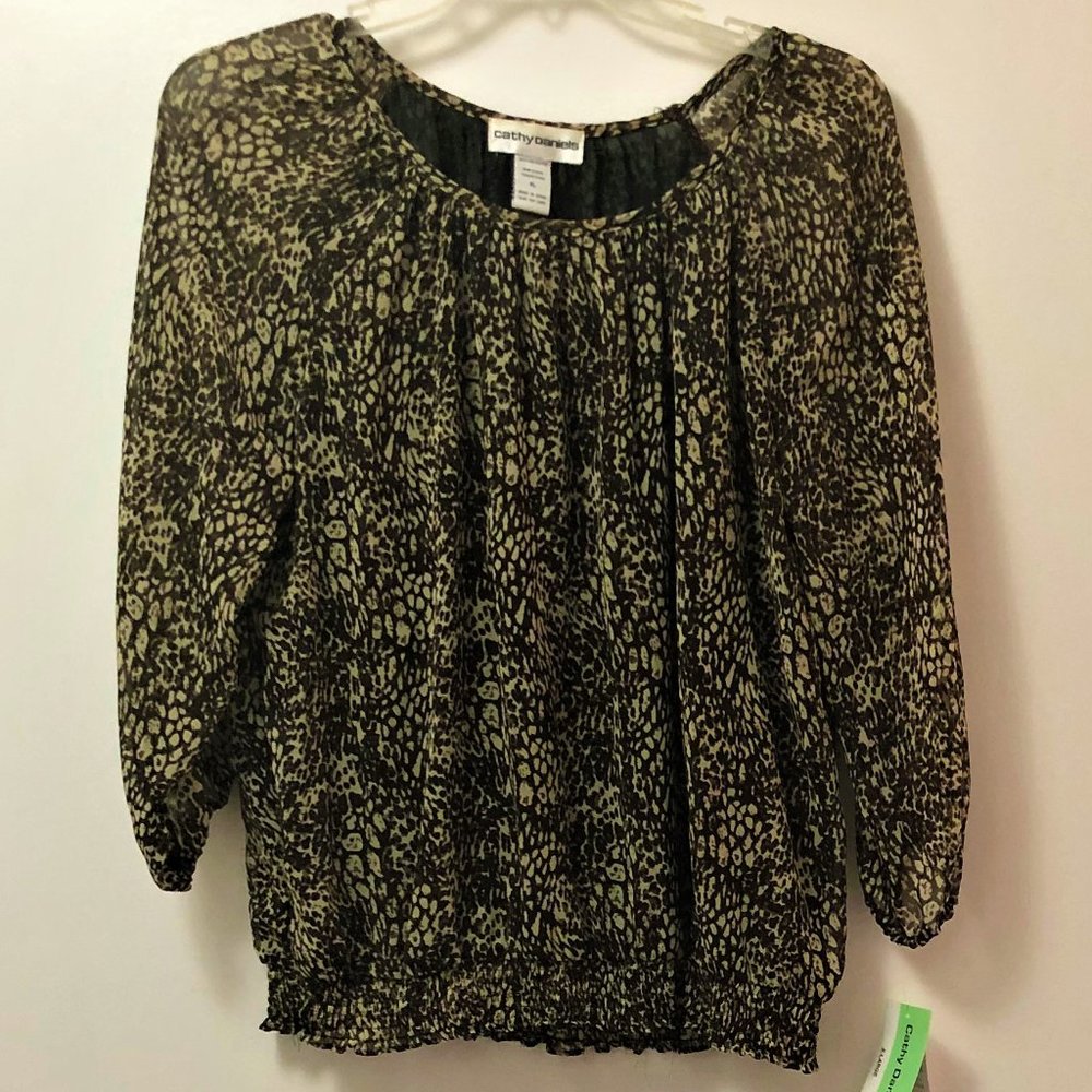 Cathy Daniels Semi-Sheer Raglan Slv Blouse XL NWT